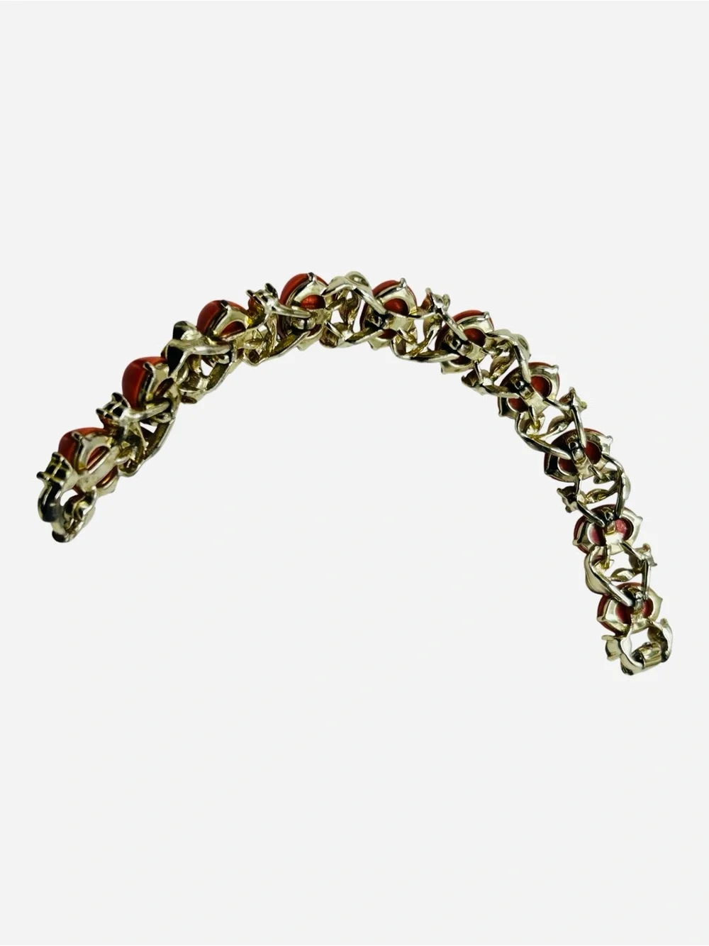 Vintage Lisner Coral Thermoset AB Rhinestone Bracelet